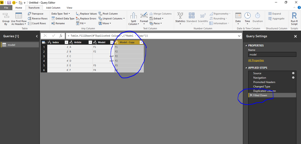 Blue Circled Section for your reference steps to follow in Query Editor