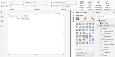 Solved: Show row count of Text Column in Total - Microsoft Fabric Community
