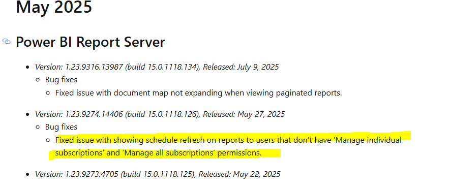 Power BI Server Scheduled Refresh disappear after ... - Microsoft ...