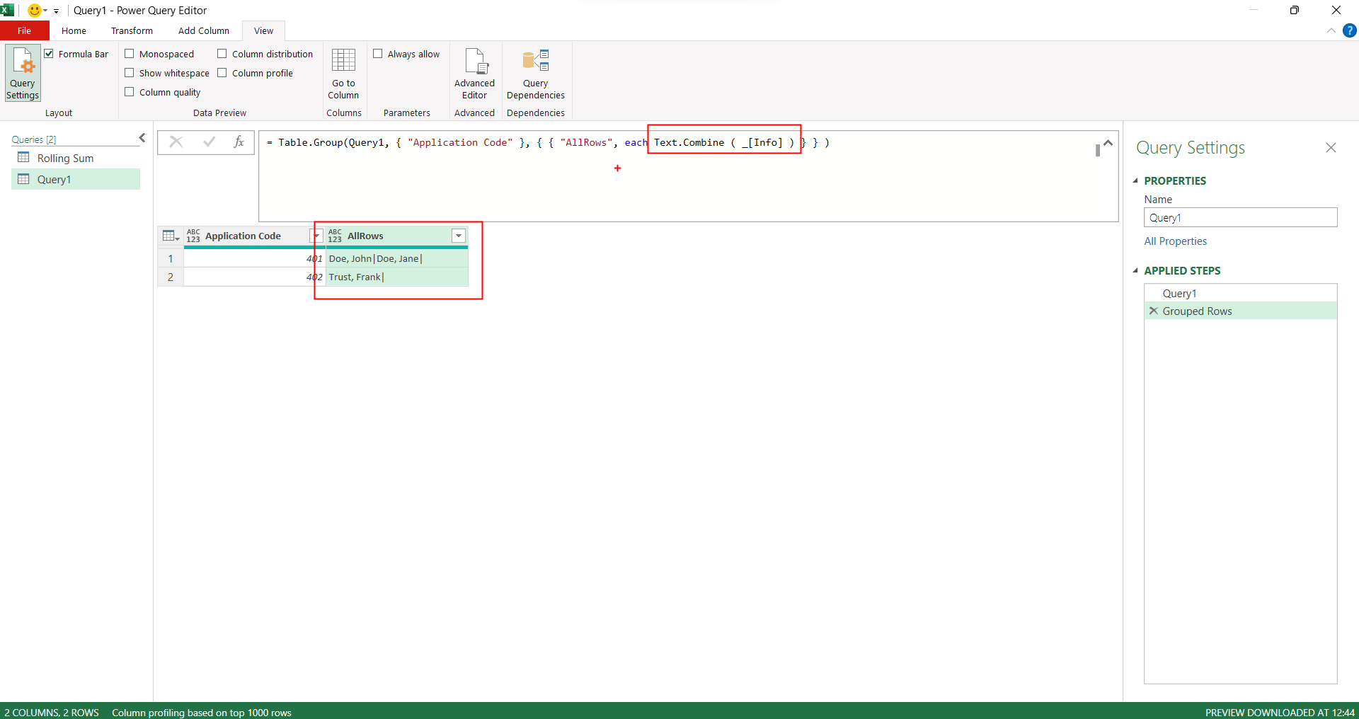 Solved: How can I combine on a group by ? - Microsoft Fabric Community