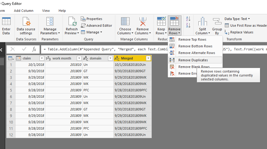 Solved: Re: Removing duplicate data - Microsoft Fabric Community
