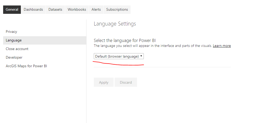 Power BI Service setting