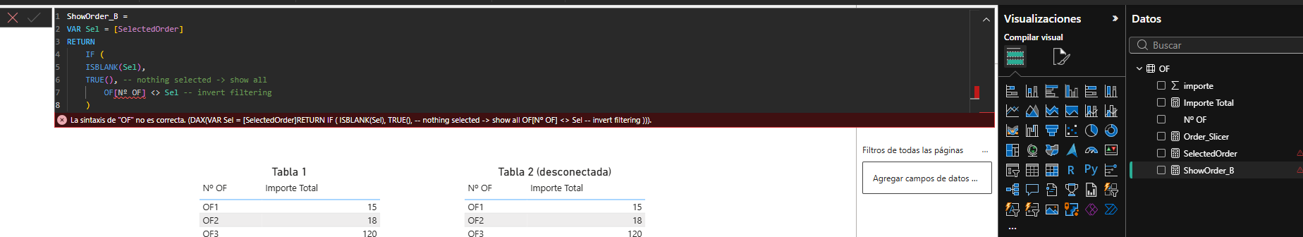 Solved: Show a table with all values except the selected i ...