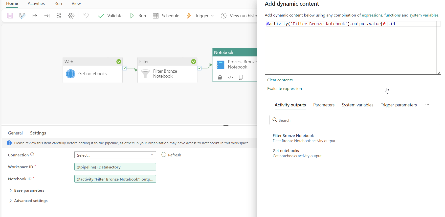 Set NotebookId dynamically in notebook activity of... - Microsoft ...