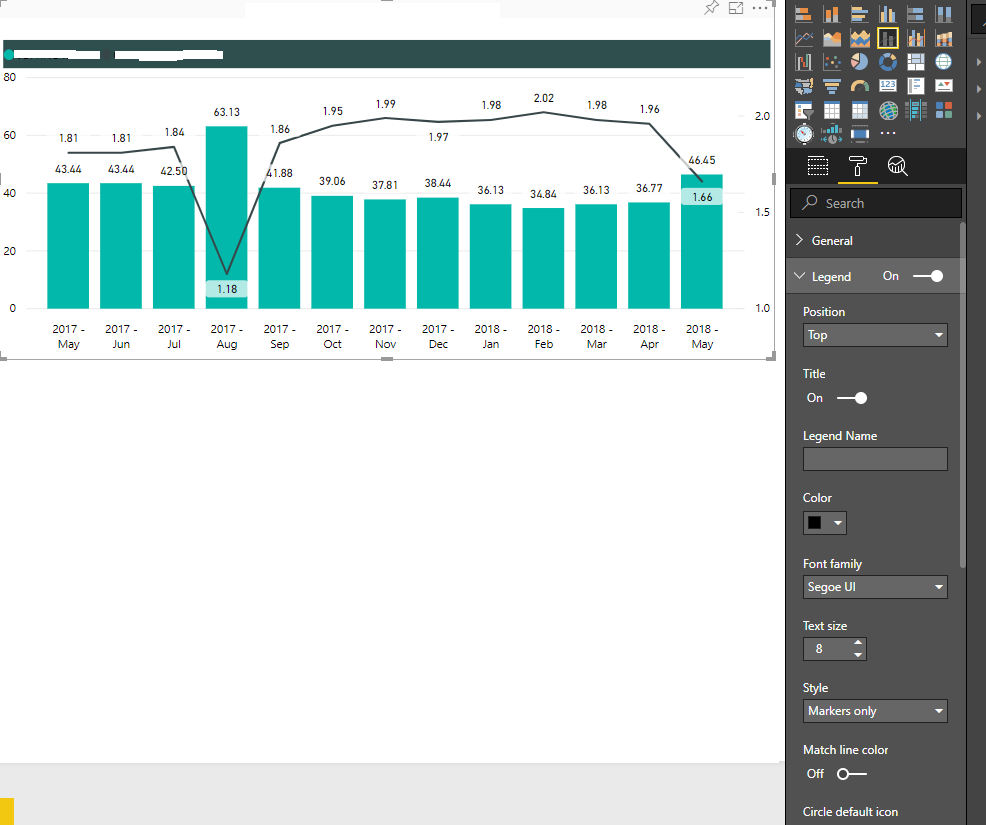 1.	Green background on the legend value in Power Bi web