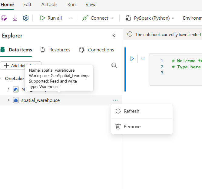 Solved: Cannot detach data item from notebook - Microsoft Fabric Community