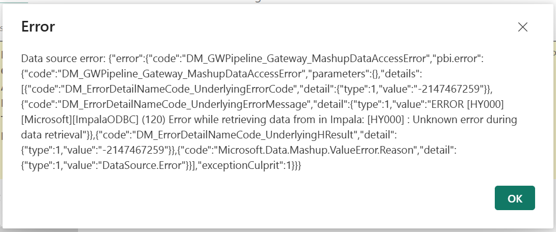 Solved: Impala Power BI Service Refresh Failing - Microsoft Fabric ...