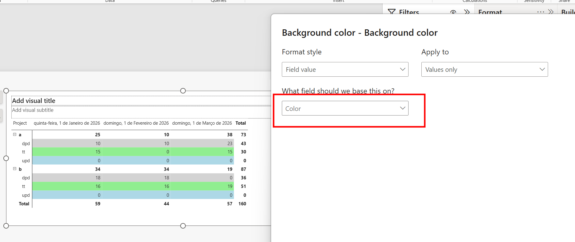 Solved: Matrix Row Conditional Formatting - Microsoft Fabric Community