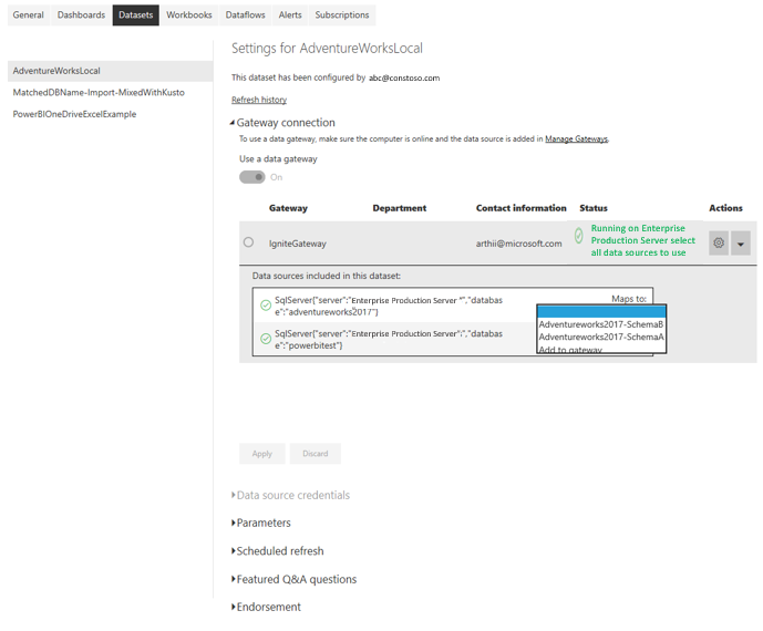 Multiple data source definitions on the On-premise... - Microsoft ...