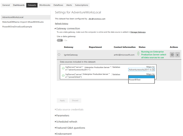 Multiple data source definitions on the On-premise... - Microsoft ...