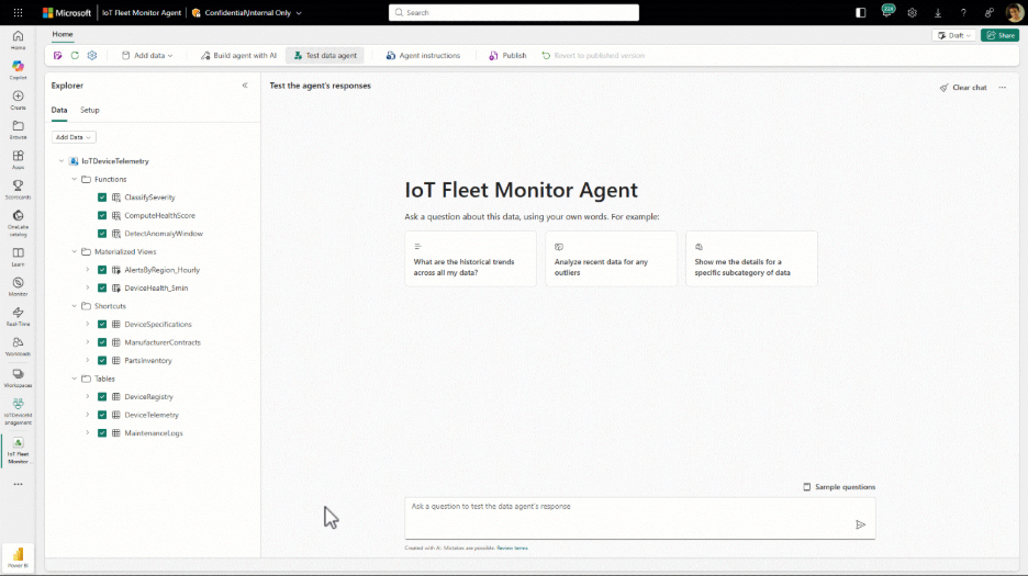 Data Agent: nieuwe functies voor Eventhouse en materialized views