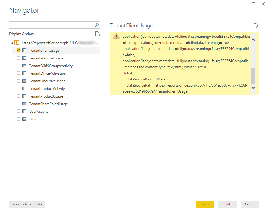 Re: O365 Adoption Pack OData error - Microsoft Fabric Community