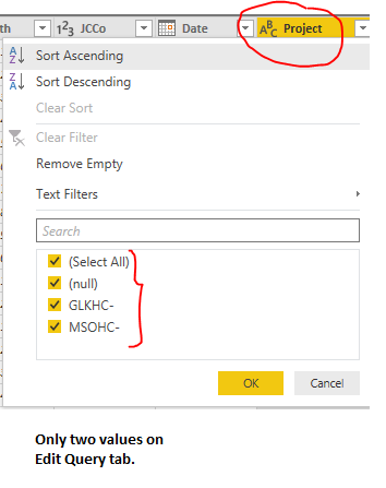 Only two values in Edit Query.