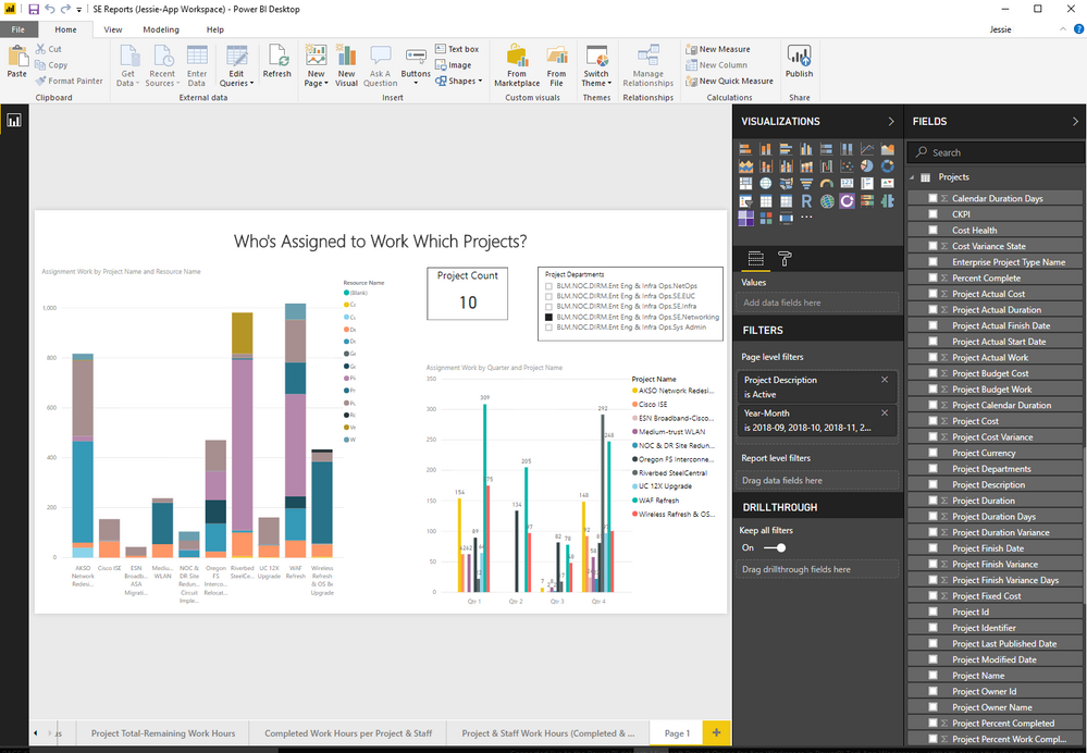 Power BI Home Tab - Available Project Fields & Commands.png