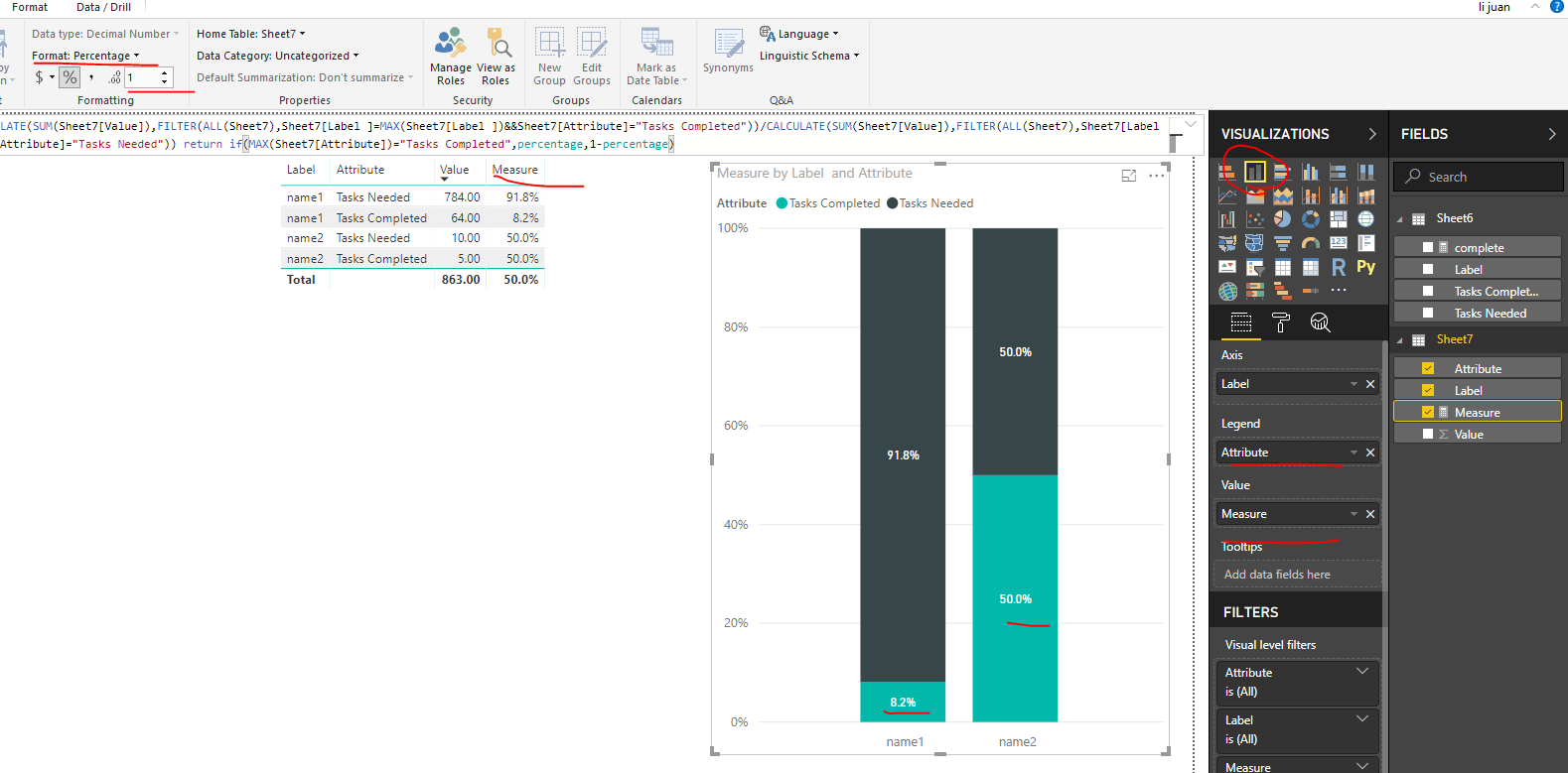 Solved: Stacked bar chart - % of total - Microsoft Fabric Community