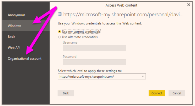 Access Web contents screen