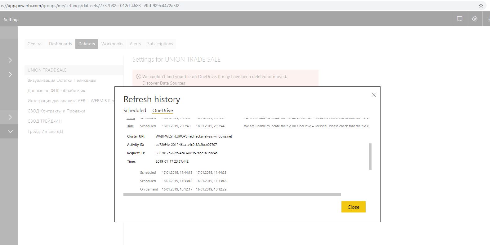 Solved: Data Refresh Error, and Error Getting Data from On ...