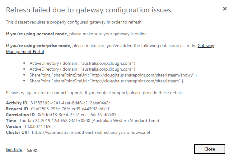 Unable to enter OAUTH credentials in data gateway ... - Microsoft ...