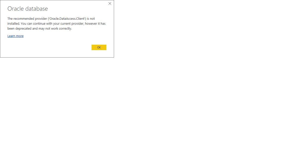 Oracle connection warning - Microsoft Fabric Community