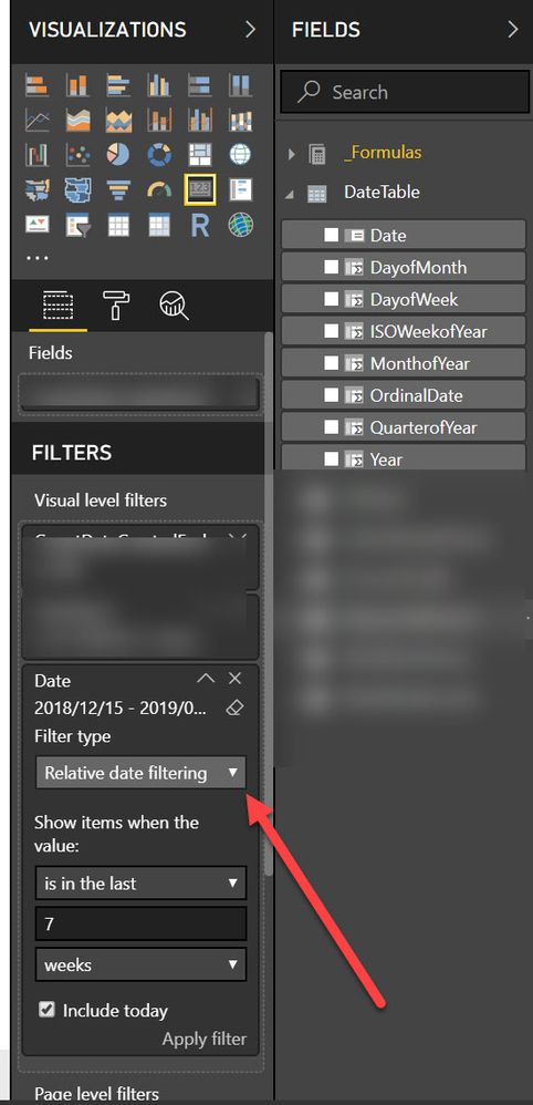 Relative Date Filtering Power BI