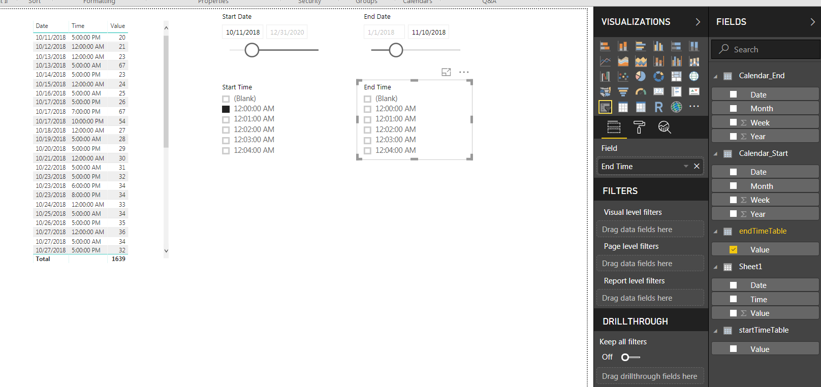 Date and Time slicer from Calendar table - Microsoft Fabric Community