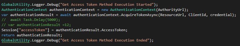 Lines of code to get Access Token