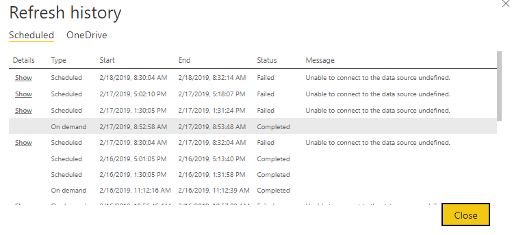 Dataset refresh failure - Microsoft Fabric Community