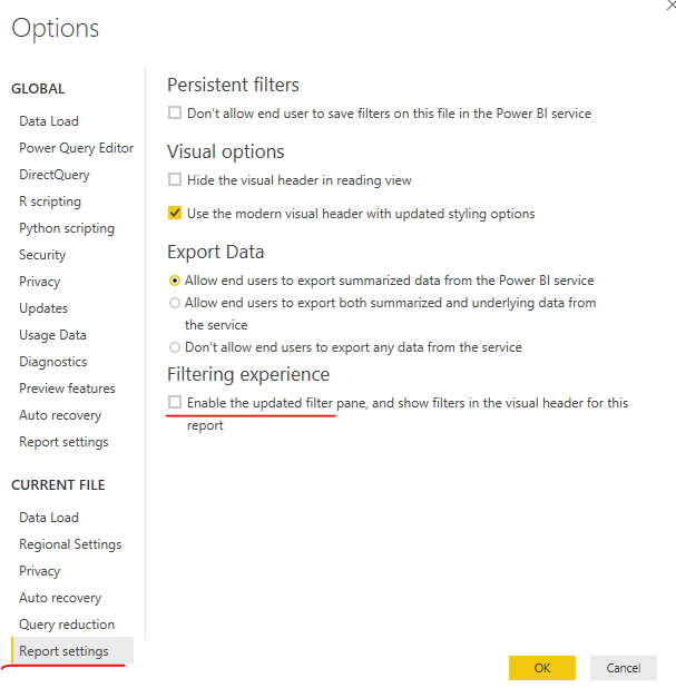 Solved: Cannot disable new filter experience - Microsoft Fabric Community