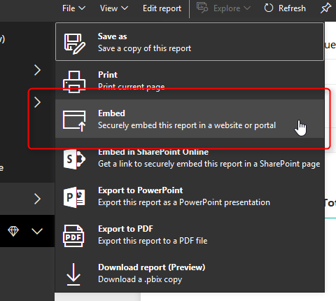 Option to export data to Excel when using embed co... - Microsoft ...
