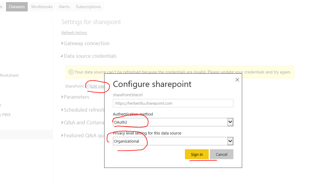 Re: Add Excel Online in Sharepoint as a Dataset to... - Microsoft ...