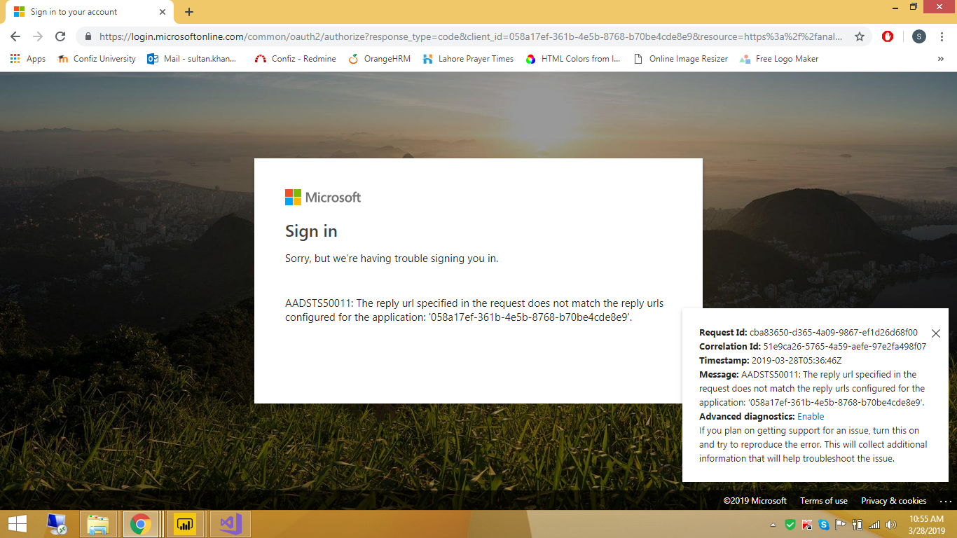 Power BI JavaScript API Error: 'AADSTS50011: The r... - Microsoft ...