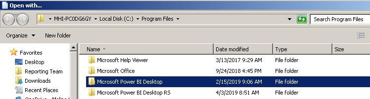 2 folders: 1 Power BI Desktop, 1 Power BI Desktop RS