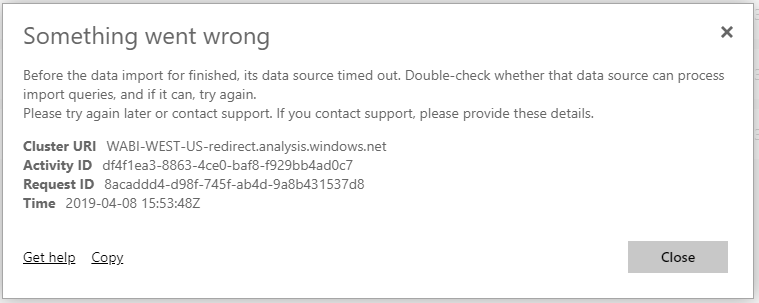 Before the data import for finished, its data sour... - Microsoft ...