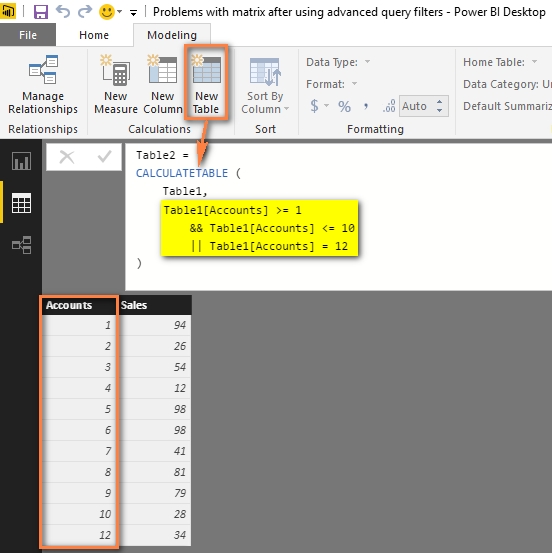 Solved: Problems with matrix after using advanced query fi ...
