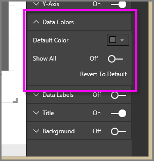 The DATA COLORS> Default Color (and Show All) options are nowhere to be found