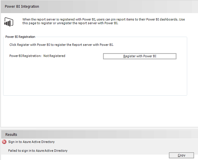 Solved: SSRS Server Power BI Integration Error - Failed to ...