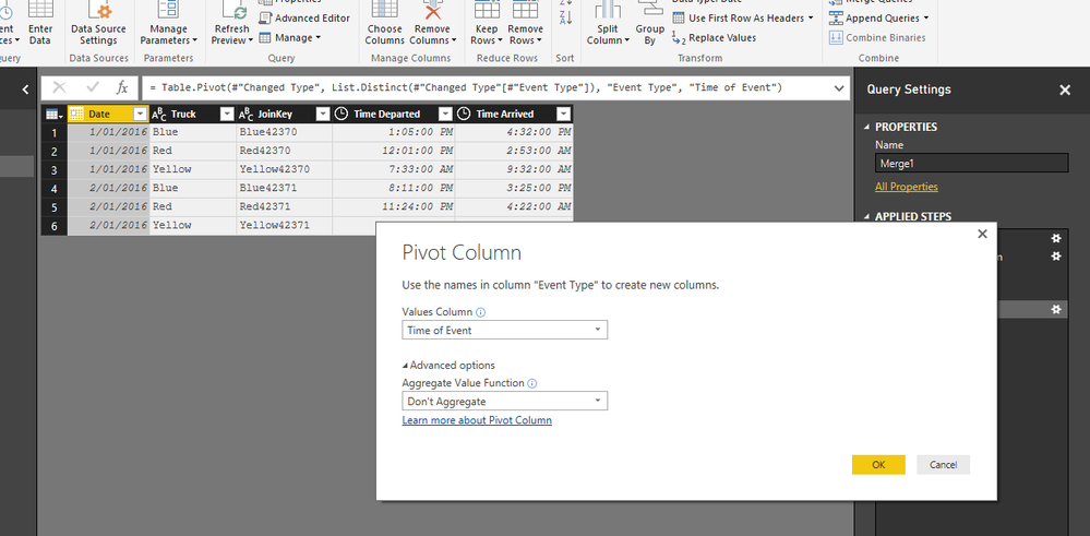 Pivot the Column. Select the options shown in the screenshot