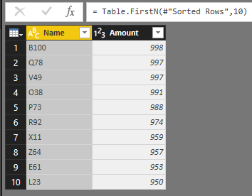 Solved: how to set up a table with a top 10? - Microsoft Fabric Community