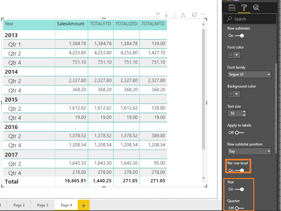 Solved: Only Total Select Values in a Matrix & Formatting ...
