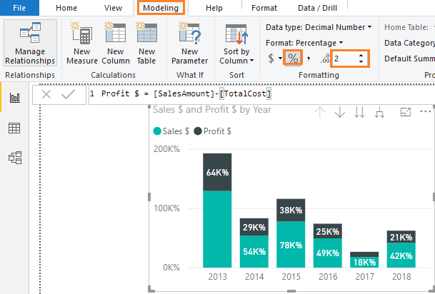 Solved: How to show percentages with exact values on stack ...