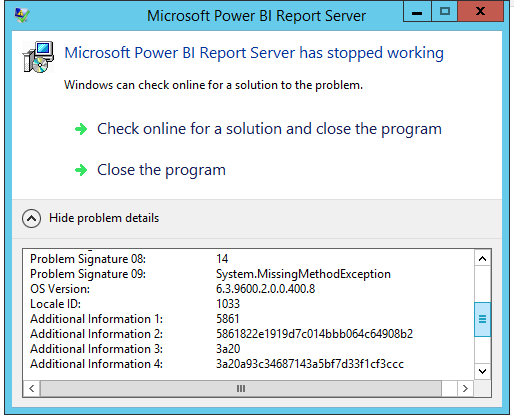 Report server setup crach - Microsoft Fabric Community