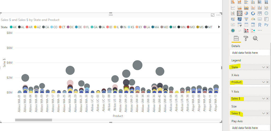 Dimensions on x axis and Y axis and value for the ... - Microsoft ...