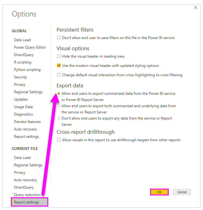 Export data function Missing on new Reports - Microsoft Fabric Community
