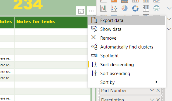 In the desktop, the exact same matrix will give me its ellipsis & "export data" option