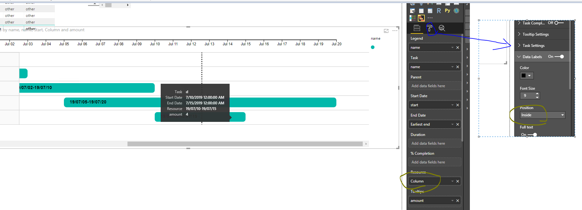 Displaying Start ,End dates on gantt chat - Microsoft Fabric Community