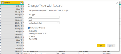 date correct in data set and locale set