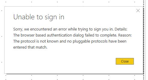 the browser based authentication dialog failed to ... - Microsoft ...