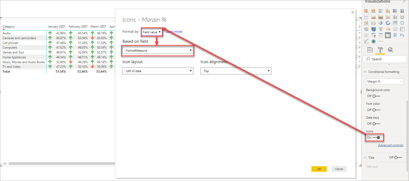 Solved: How to color code % changes by row - Microsoft Fabric Community