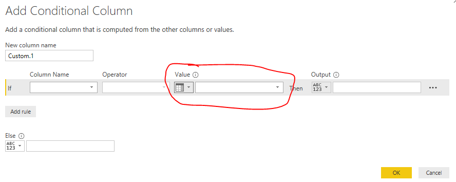 Solved: Conditional column selecting column from other tab ...