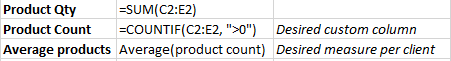 Calculation in excel